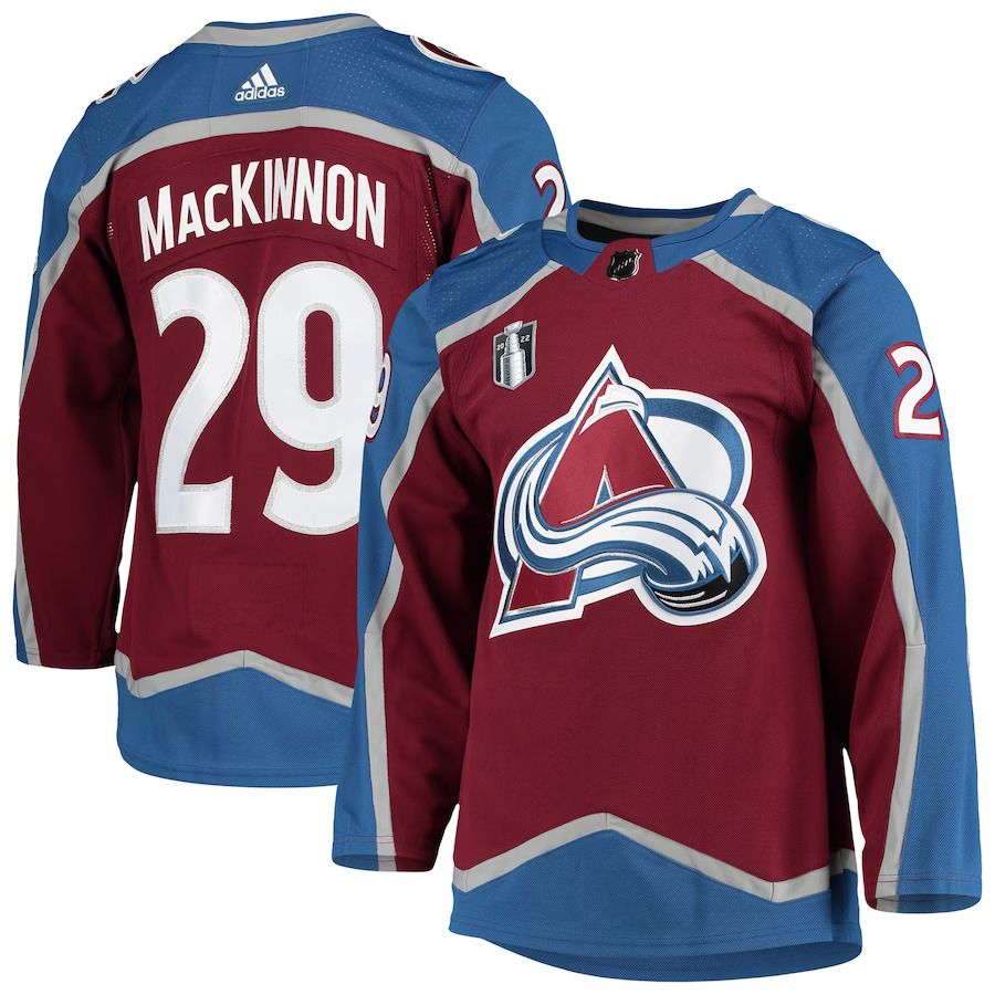 Men Colorado Avalanche #29 Nathan MacKinnon adidas Burgundy 2022 Stanley Cup Final Patch Authentic Player NHL Jersey